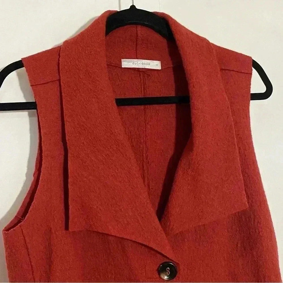 Cut loose women 100% wool orange front  button collar lagenlook preppy vest -S - Picture 3 of 9